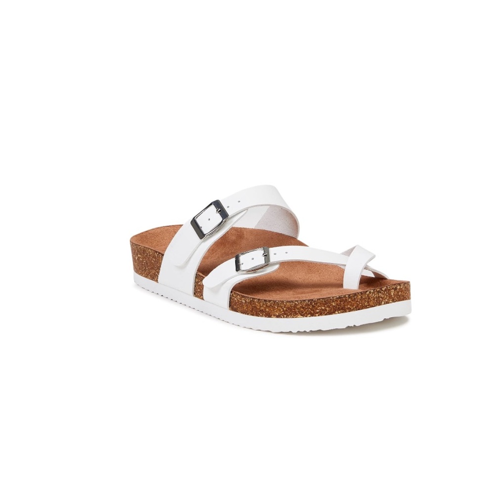 Time and Tru White Sandals with Two-Strap Design / Size 8